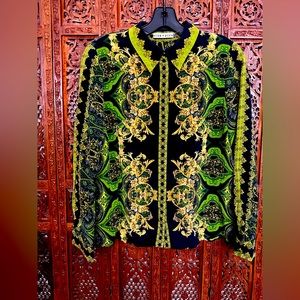 Alice and Olivia Versace Print Willa Button Up Shirt